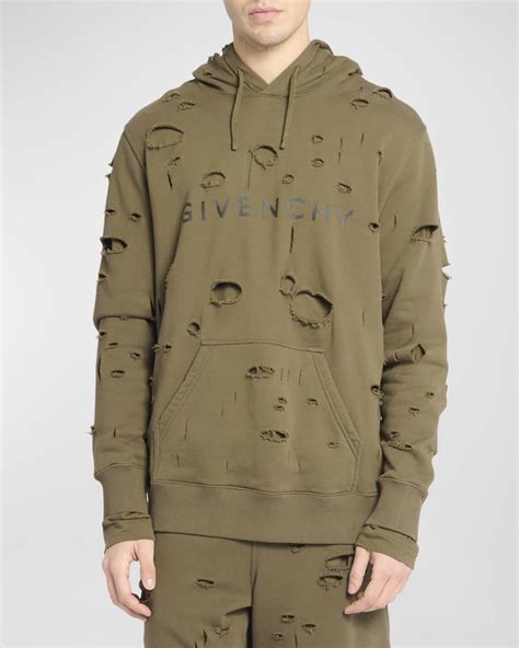 givenchy destroyed double layer hoodie